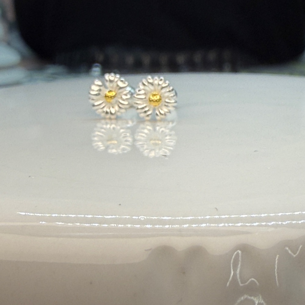 ⭐️Sterling silver daisy screw back earrings nwot - Picture 2 of 7